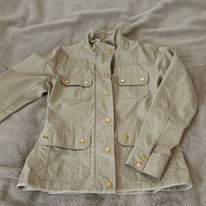 J. Crew Tan Utility Jacket with Gold Snap Buttons